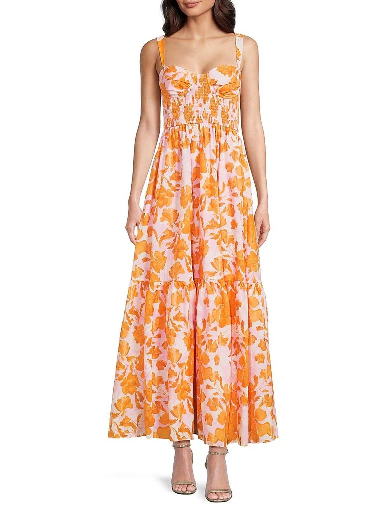 navy blue dress for baby girl Stefani Floral Cotton Bustier Maxi Dress – On Sale Now with Up to 63% Off