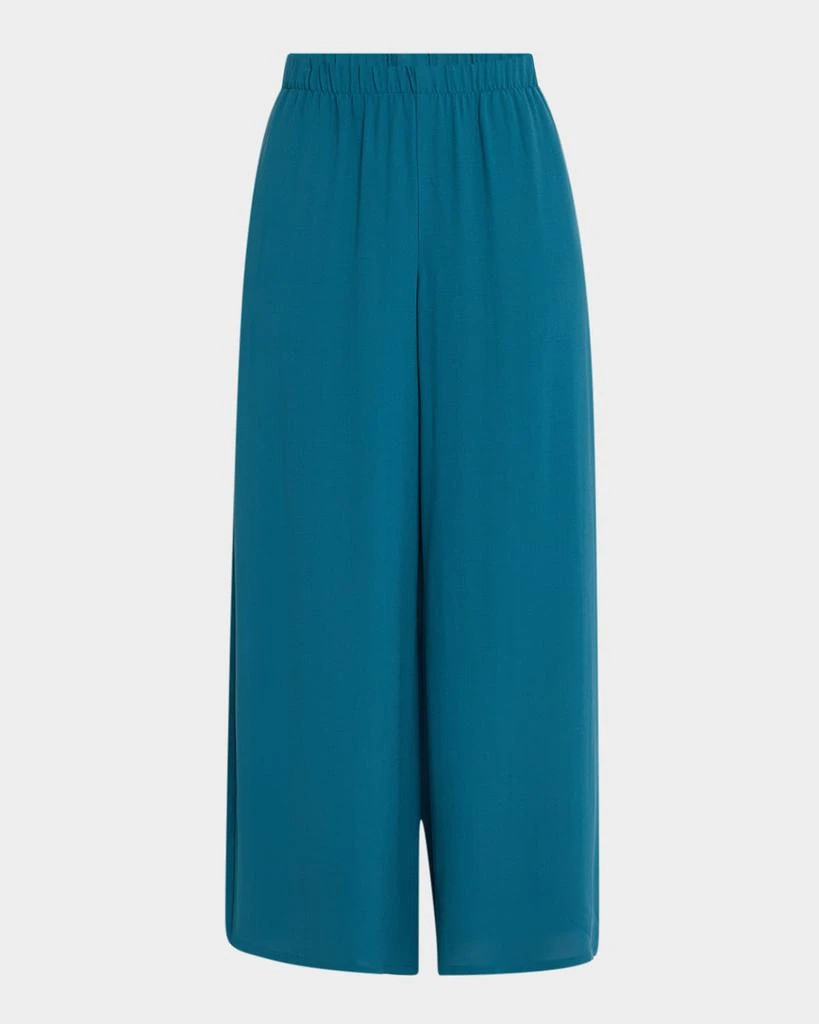 Eileen Fisher Cropped Wide-Leg Silk Georgette Crepe Pants 1