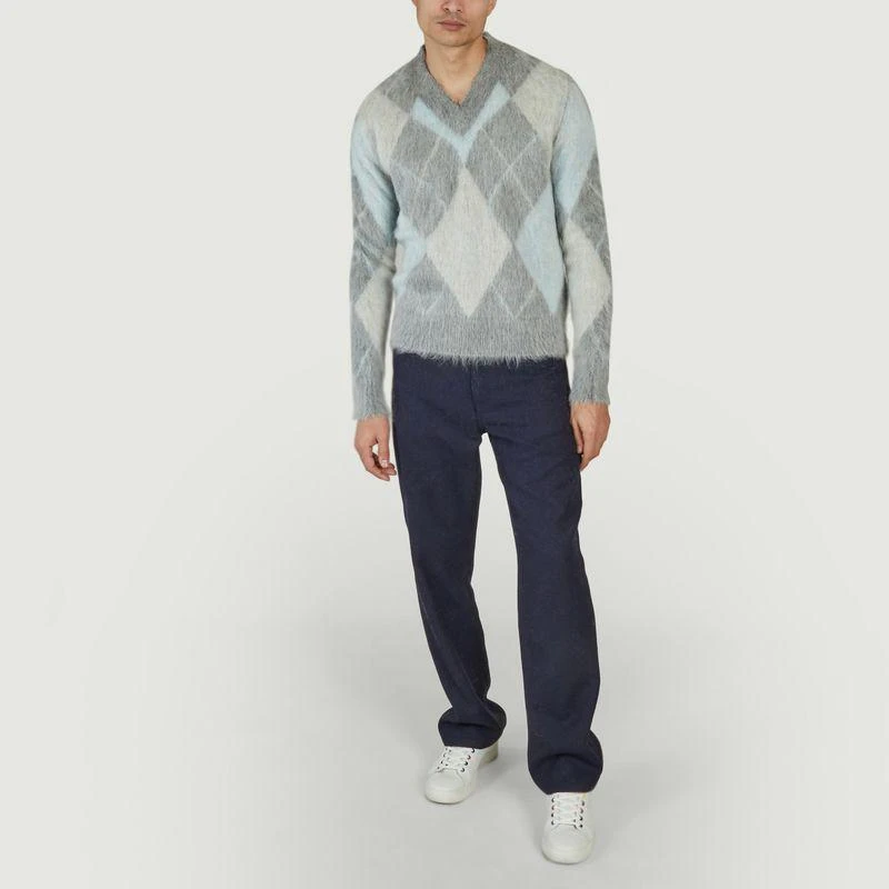 AMI Paris Argyle Pullover HEATHER GREY AQUA IVORY AMI PARIS 4