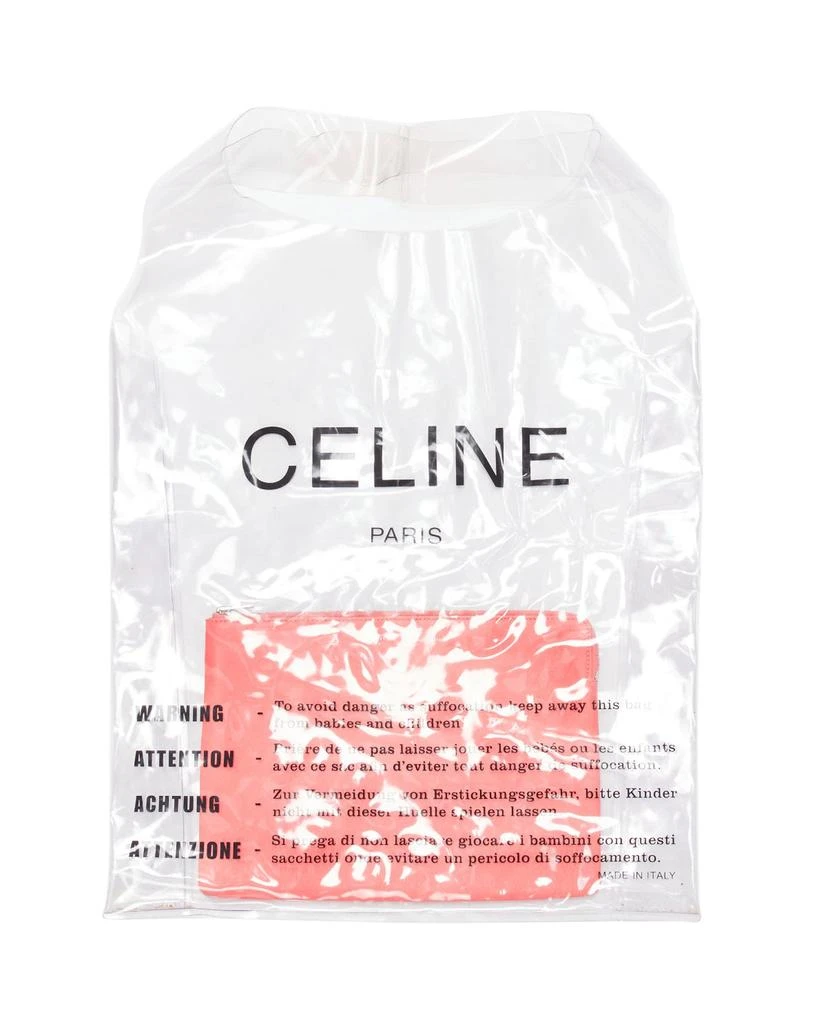 Celine CELINE Phoebe Philo 2018 clear PVC logo pink leather pouch tote bag 1