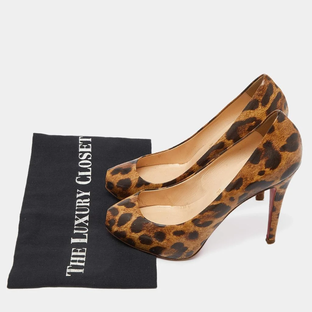 Christian Louboutin Christian Louboutin Brown/Beige Leopard Print Leather Ron Ron Peep Toe Platform Pumps Size 37.5 9