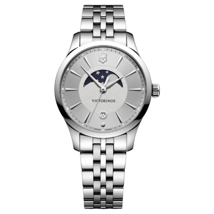 Swiss Army Alliance Moonphase Silver Dial Steel Women's Watch 241833 1