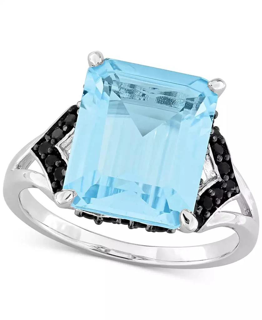 Macy
s Blue Topaz (7-3/8 ct. t.w.) 
Black Sapphire (3/8 ct. t.w.) Statement Ring in Sterling Silver