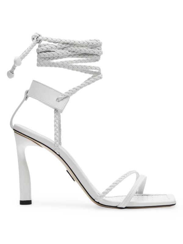 Paul Andrew Braided Leather Lace-Up Sandals