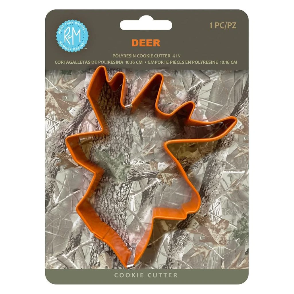 R&M International Polyresin Coated Deer Head 4-Inch Cookie Cutter, Orange