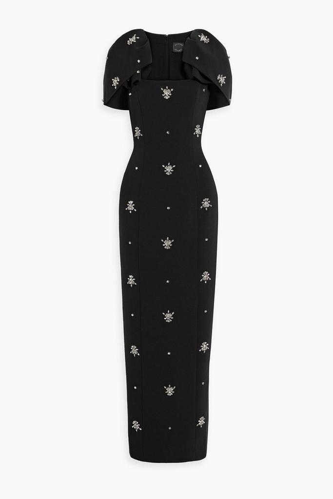 Huishan Zhang Adelaide cape-effect crystal-embellished crepe gown