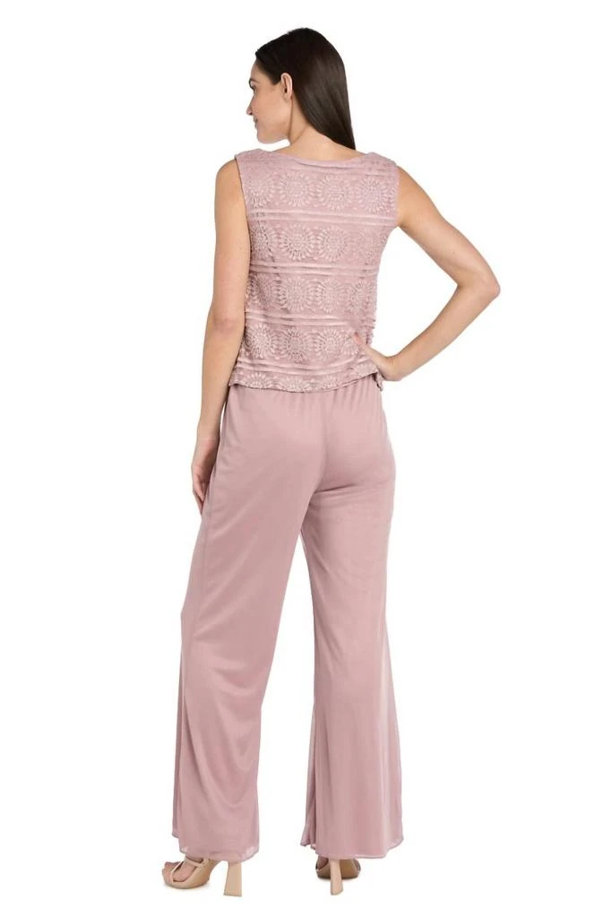 R&M Richards Glitter Embroidered Pant Suit With Pearl Neckline In Mauve 5