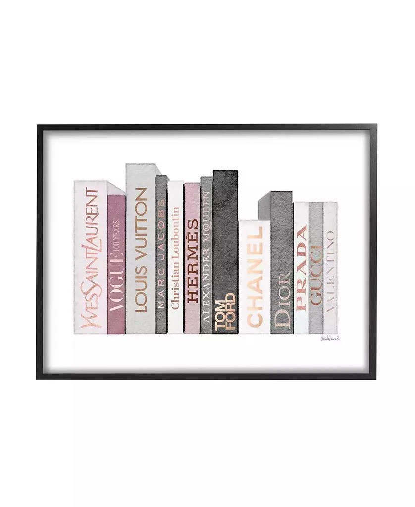 Stupell Industries Fashion Designer Book Stack Pink Gray Watercolor Black Framed Giclee Texturized Art, 11" x 14" 1
