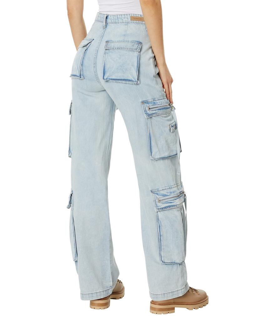 Blank NYC Franklin Rib Cage Pants with Oversized Cargo Pockets in Blue Lagoon