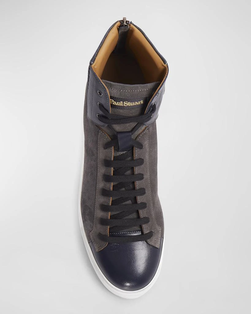 Paul Stuart Men's High-Top Suede-Leather Zip Sneakers 5