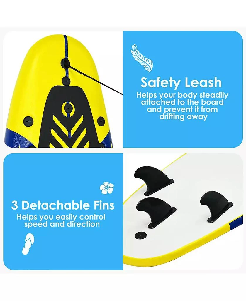 Costway 6
 Surfboard Foamie Body Surfing Board W/3 Fins 
Leash 9