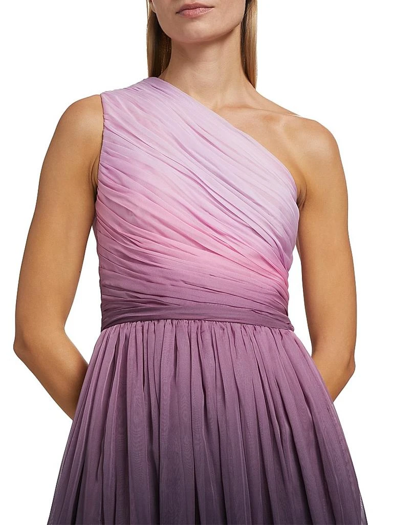 Pamella Roland One-Shoulder Ombré Chiffon Sleeveless Gown 6