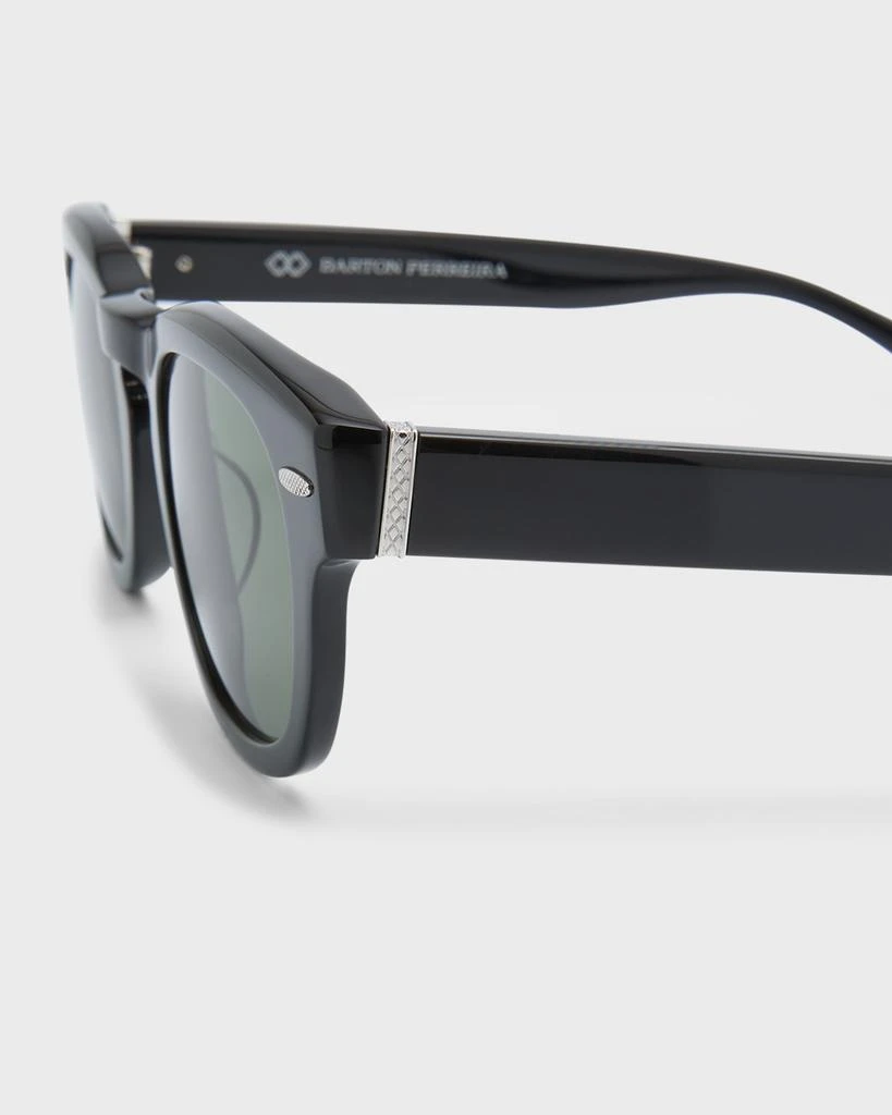 Barton Perreira Men's Demarco Keyhole-Bridge Acetate Rectangle Sunglasses 5