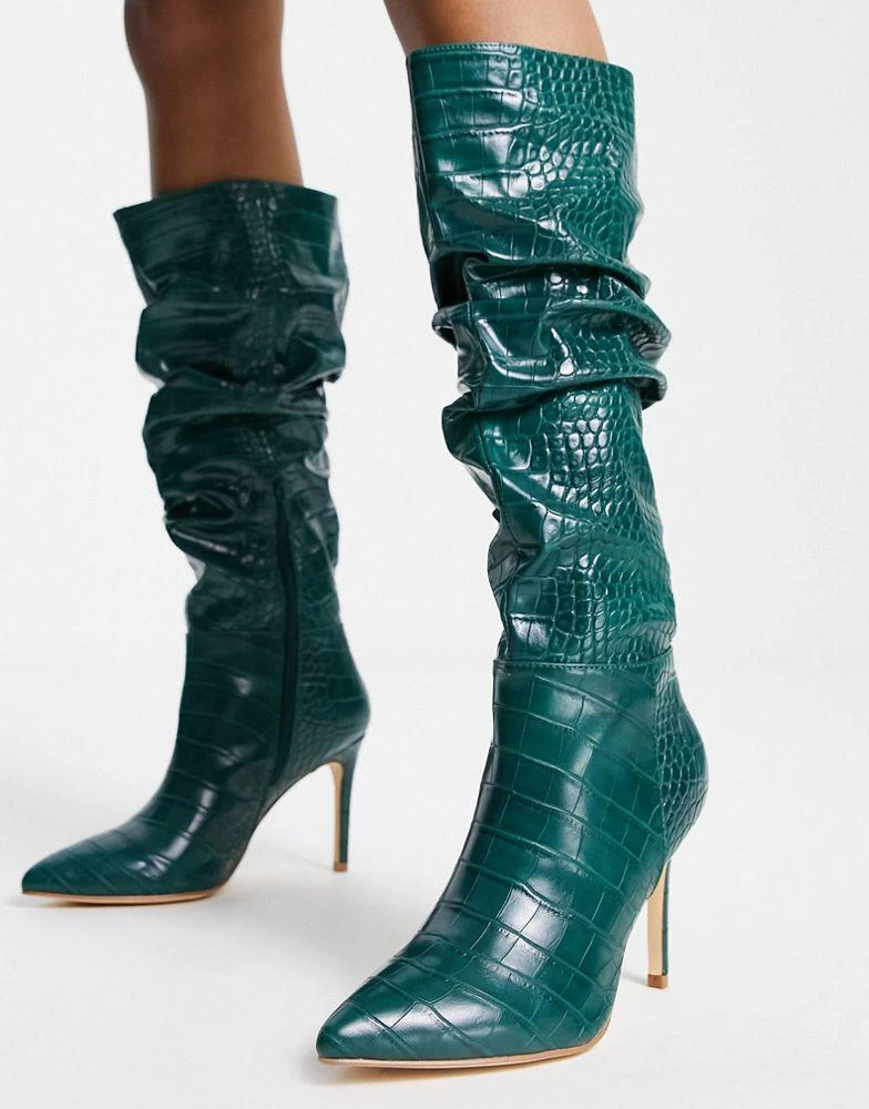 Forever New Forever New exclusive knee high boots in emerald croc 2