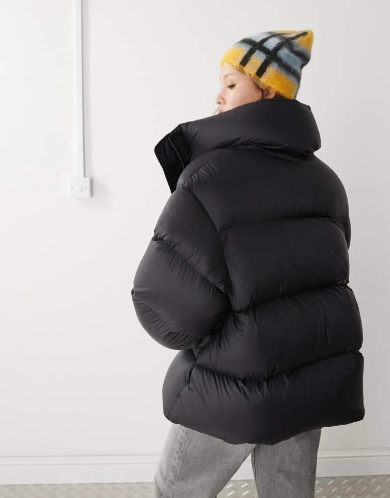 Weekday Weekday Ten oversized down puffer coat in black 4
