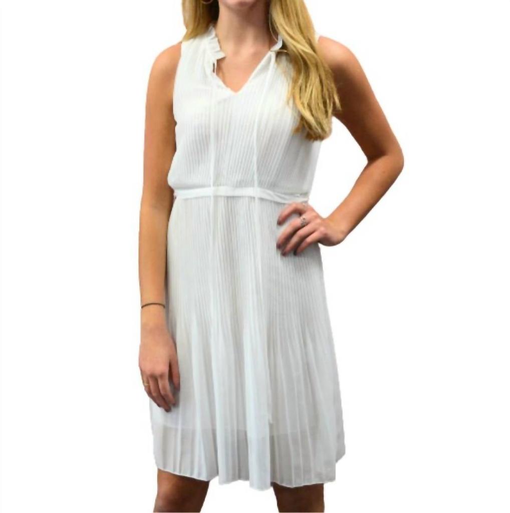 Molly Bracken Molly Bracken - Pleated Chiffon Ruffle Collar Dress