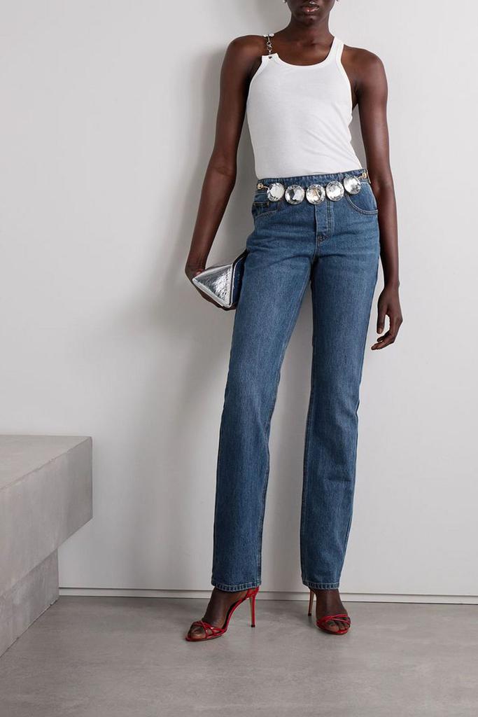 AREA Embellished high-rise slim-leg jeans