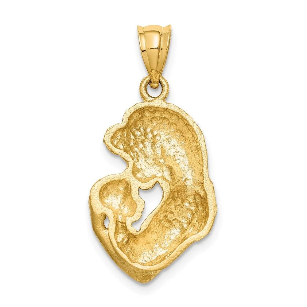 Diamond2Deal 14k Yellow Gold Brushed Diamond-cut Mom and Baby Pendant 3