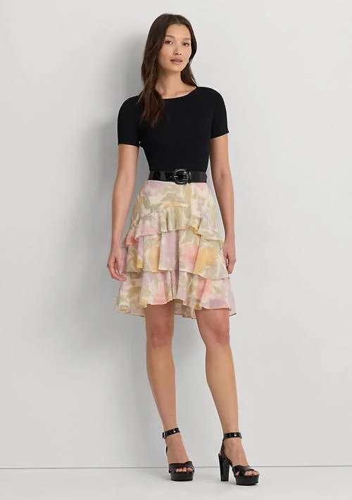Ralph Lauren Ralph Lauren Petite Floral Crinkle Georgette Tiered Skirt 4