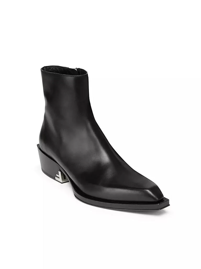 Fendi Leather Stacked Heel Ankle Boots 4