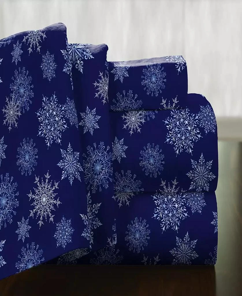 Pointehaven Snowflake Superior Weight Cotton Flannel Sheet Set, Twin XL 1