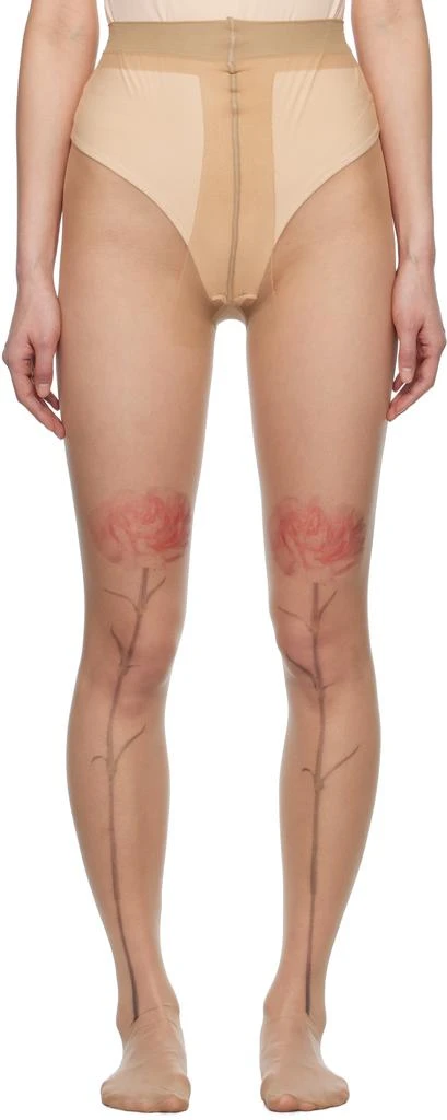 Simone Rocha Beige Sheer Carnation Tights 1