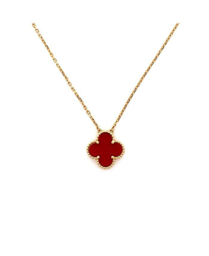 Pre-Owned Van Cleef 
Arpels Vintage Alhambra Pendant Necklace 18K Gold and Carnelian, 16.25"