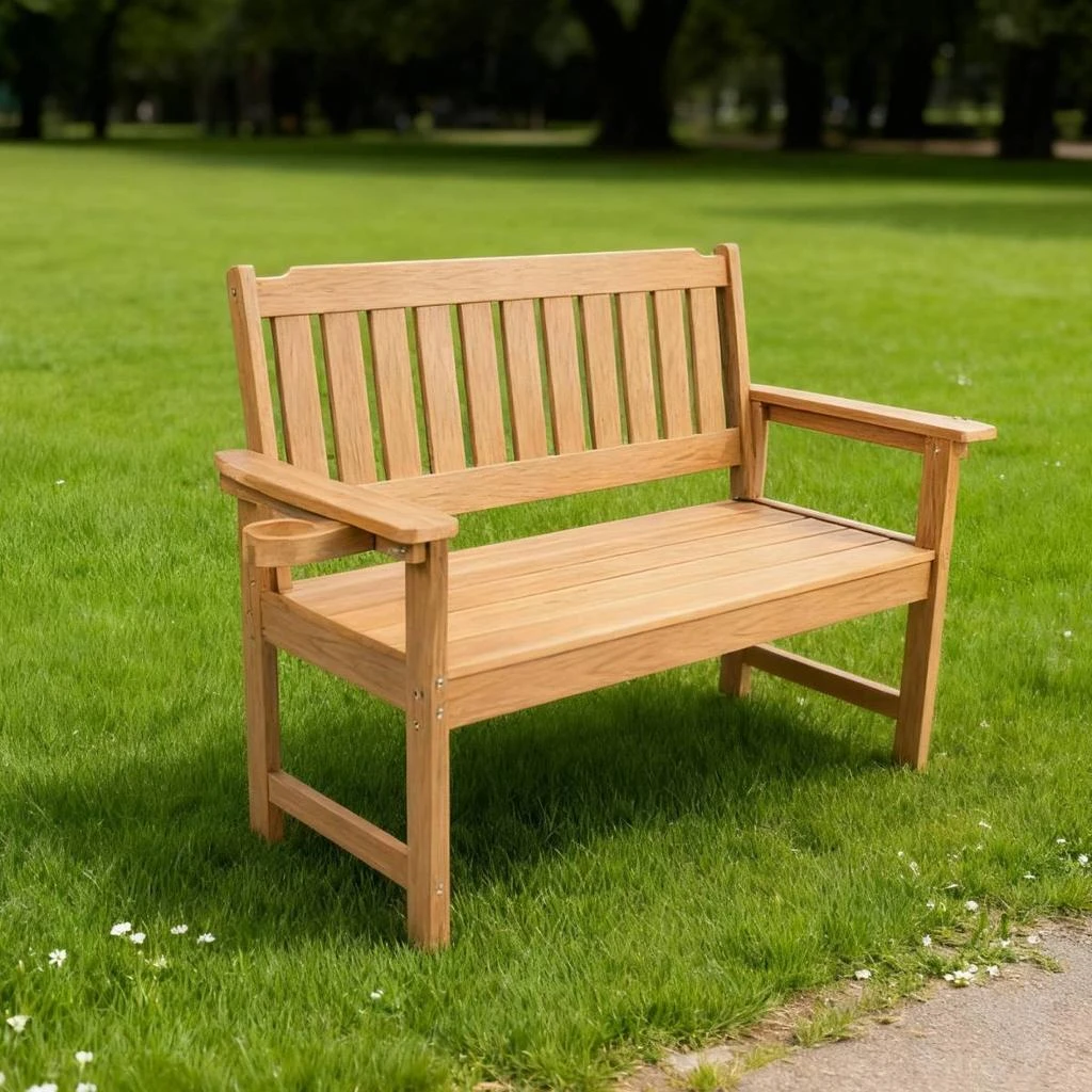 Streamdale Furniture Streamdale Minimalist Teak Wood Bench - Indoor/Outdoor, Eco-Friendly 2