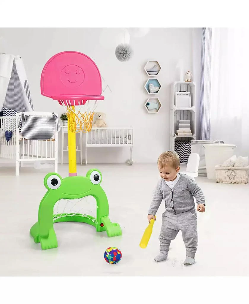 Costway 3-in-1 Kids Basketball Hoop Set Adjustable Sports Activity Center w/Balls 5