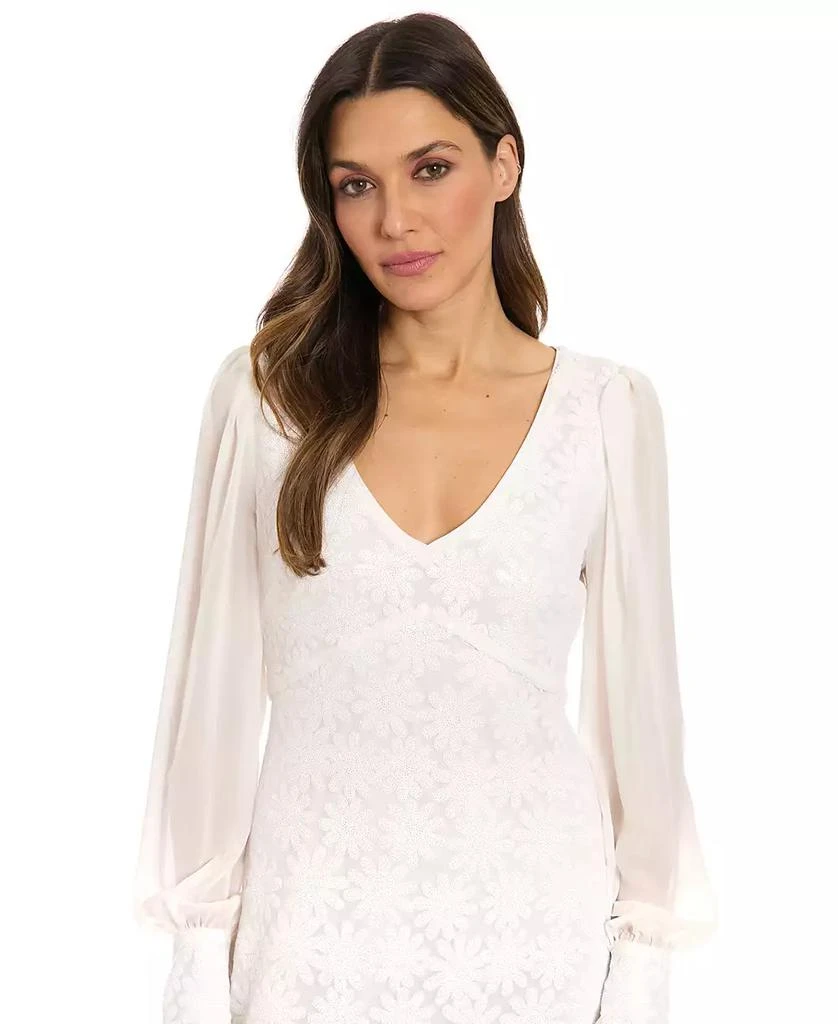 ivy + blu Women's Daisy Sequined Sheer-Sleeve Dress - White/wht - 14
