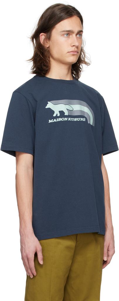 Maison Kitsune Navy Flash Fox T-Shirt - T-Shirts - BeyondStyle