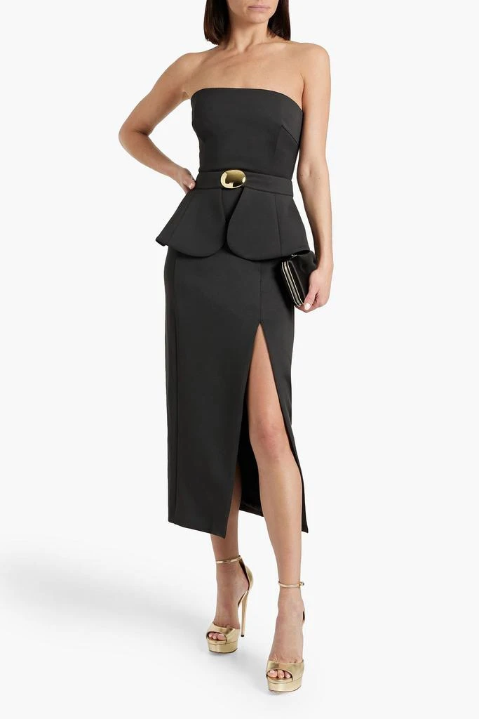 NICHOLAS Navaeh strapless belted ponte midi dress 2