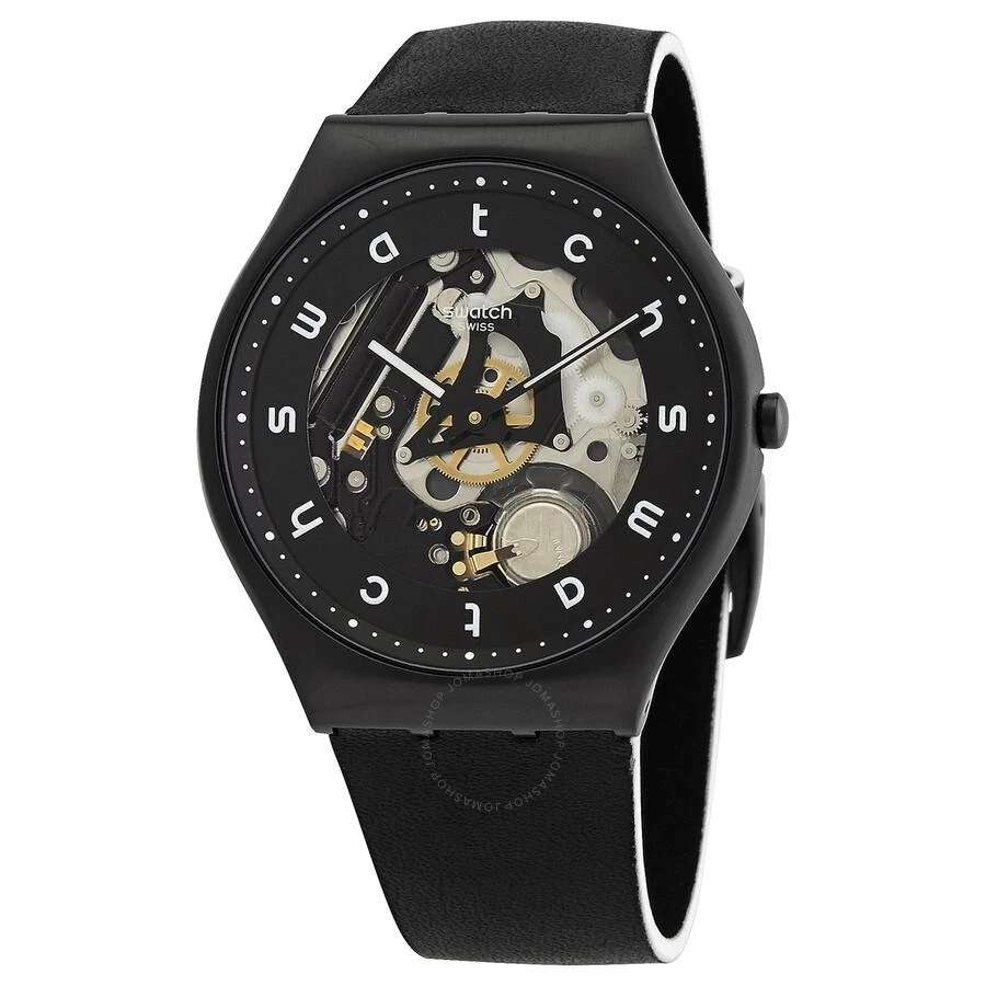 Swatch White Side Quartz Black Skeleton Dial Men's Watch SS07B101 1