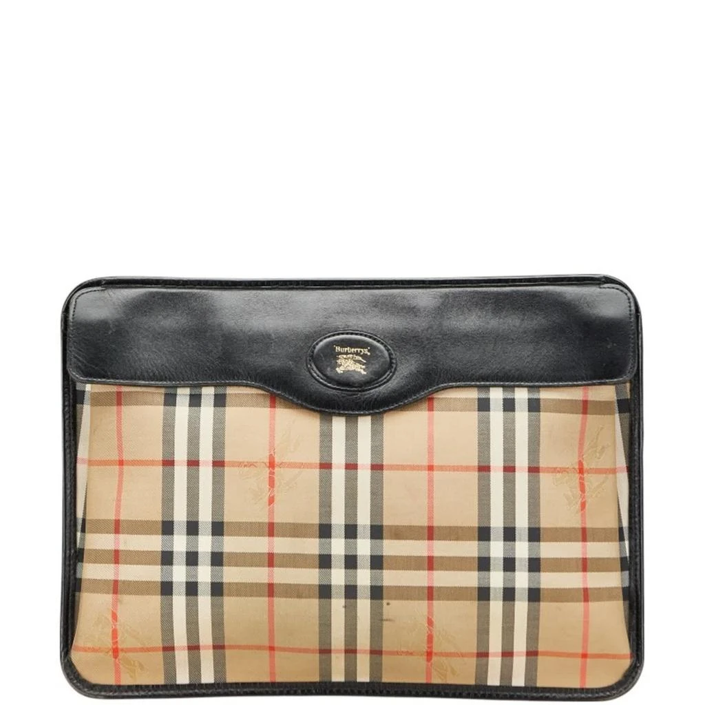 Burberry Color Canvas Leather Clutch Bag (Pre-Owned)