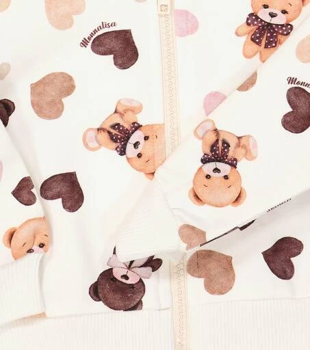 MONNALISA Baby printed zip-up cotton fleece hoodie 3