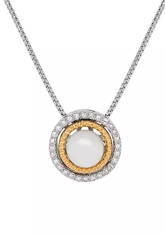 Belk 
Co. Sterling Silver 14K Yellow Gold Diamond 
Pearl Pendant Necklace