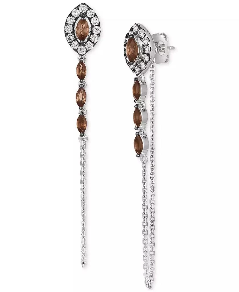 Le Vian Chocolatier Chocolate Quartz (5/8 ct. t.w.) 
Chocolate Diamonds (3/8 ct. t.w.) Linear Drop Earrings in 14k White Gold 1