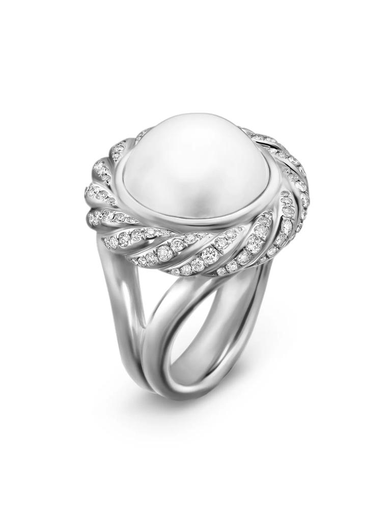 David Yurman Pearl Classics Cable Halo Ring in Sterling Silver