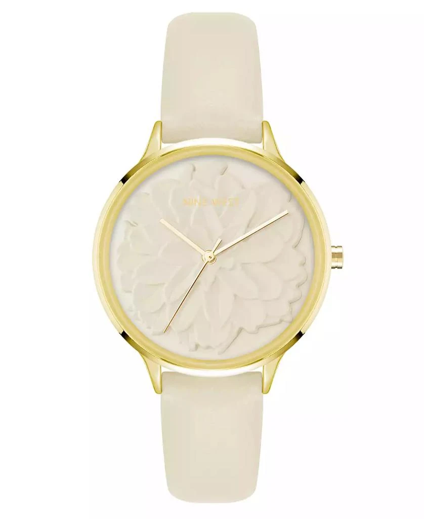 Nine West Women's Quartz Cream Faux Leather Band Watch, 34.5mm 1