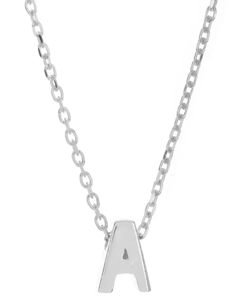 ADORNIA Rhodium-Plated Mini Initial A Pendant Necklace, 16" + 2" extender 1