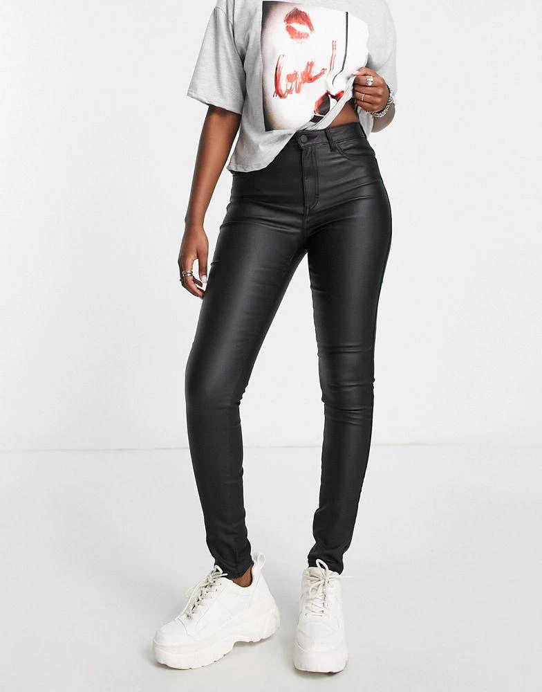 ONLY ONLY Royal coated skinny jeans in black 3