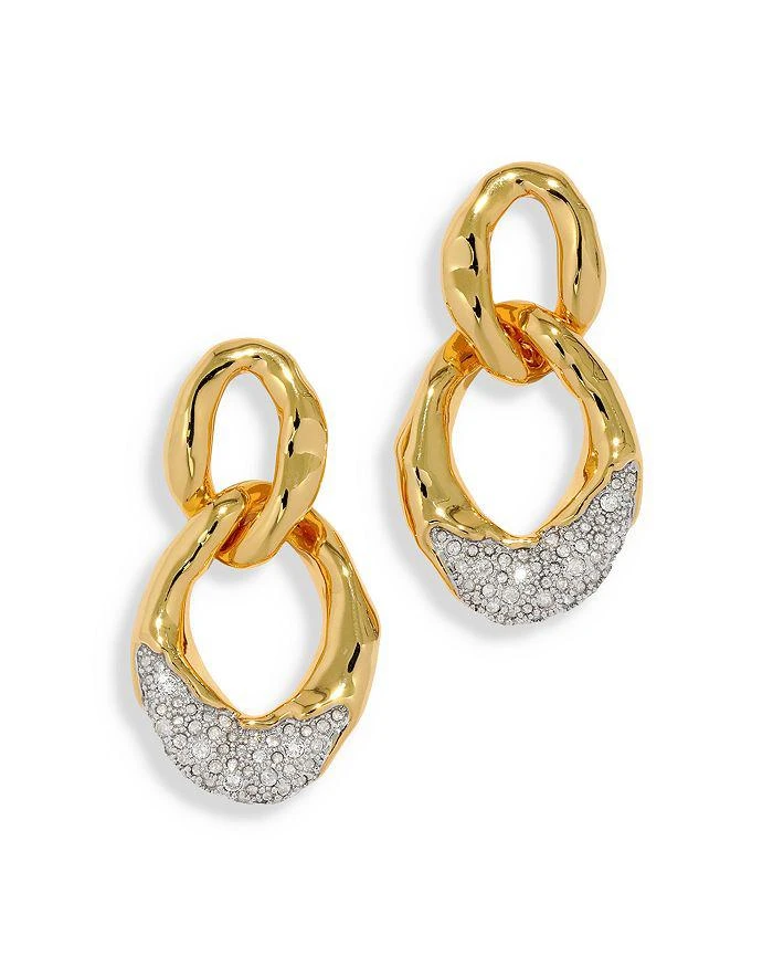 Alexis Bittar Solanales Pavé Large Link Drop Earrings in Rhodium Plated & 14K Gold Plated 1