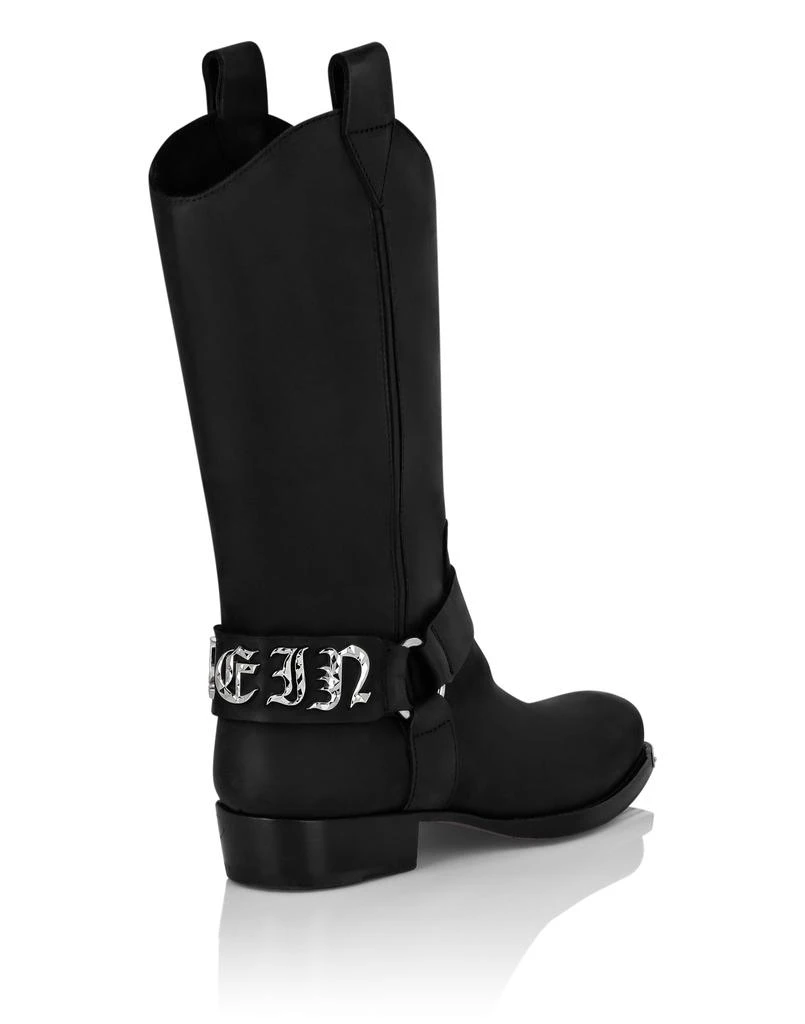 Philipp Plein Leather Boots Flat High Gothic Plein 3