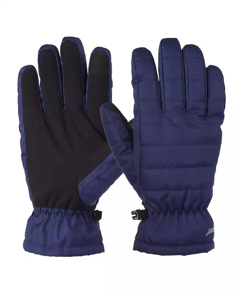 Isotoner Signature Men's Quilted Pongee Gathered Wrist Water Repellent and Touchscreen Gloves 1