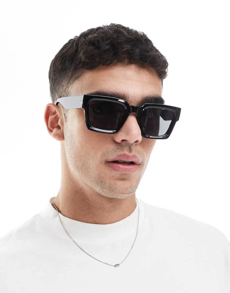 ASOS ASOS DESIGN square sunglasses with black bevel frame 3