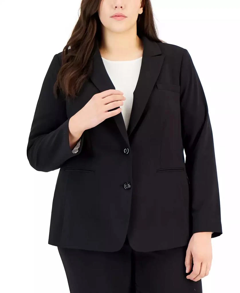 Tahari Plus Size Peak-Lapel Button-Front Blazer 3