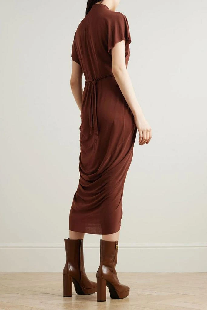 Rick Owens Asymmetric gathered wrap-effect jersey midi dress 3