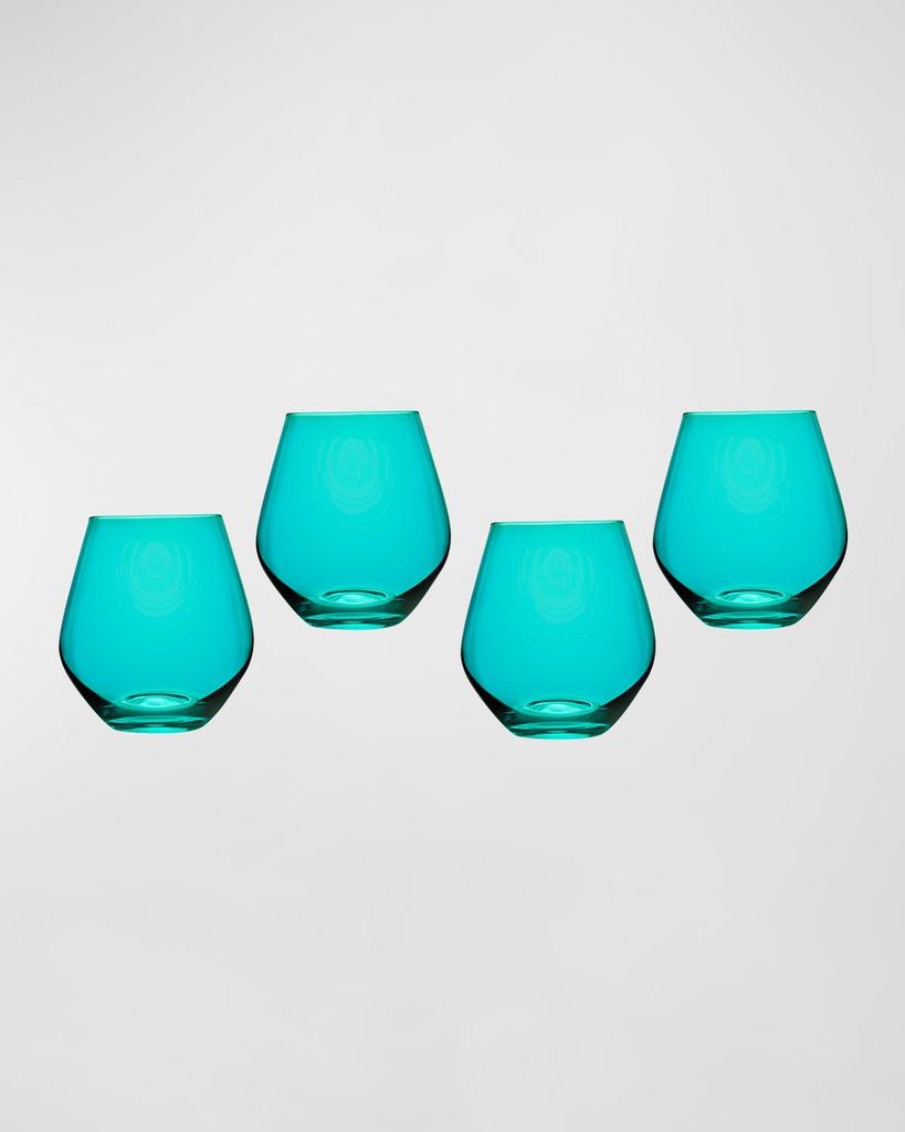 Godinger Meridian Stemless Wine Glasses, Teal - Set of 4