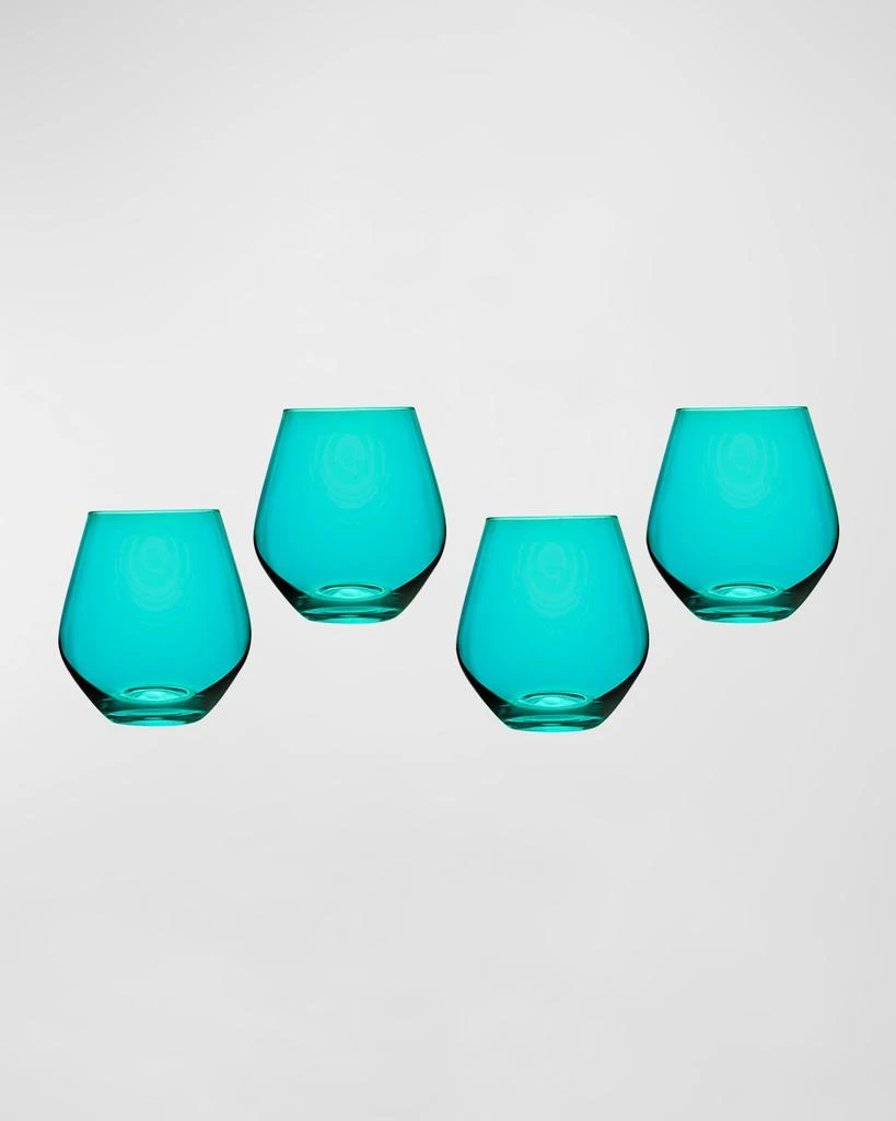 Godinger Meridian Stemless Wine Glasses, Teal - Set of 4 1
