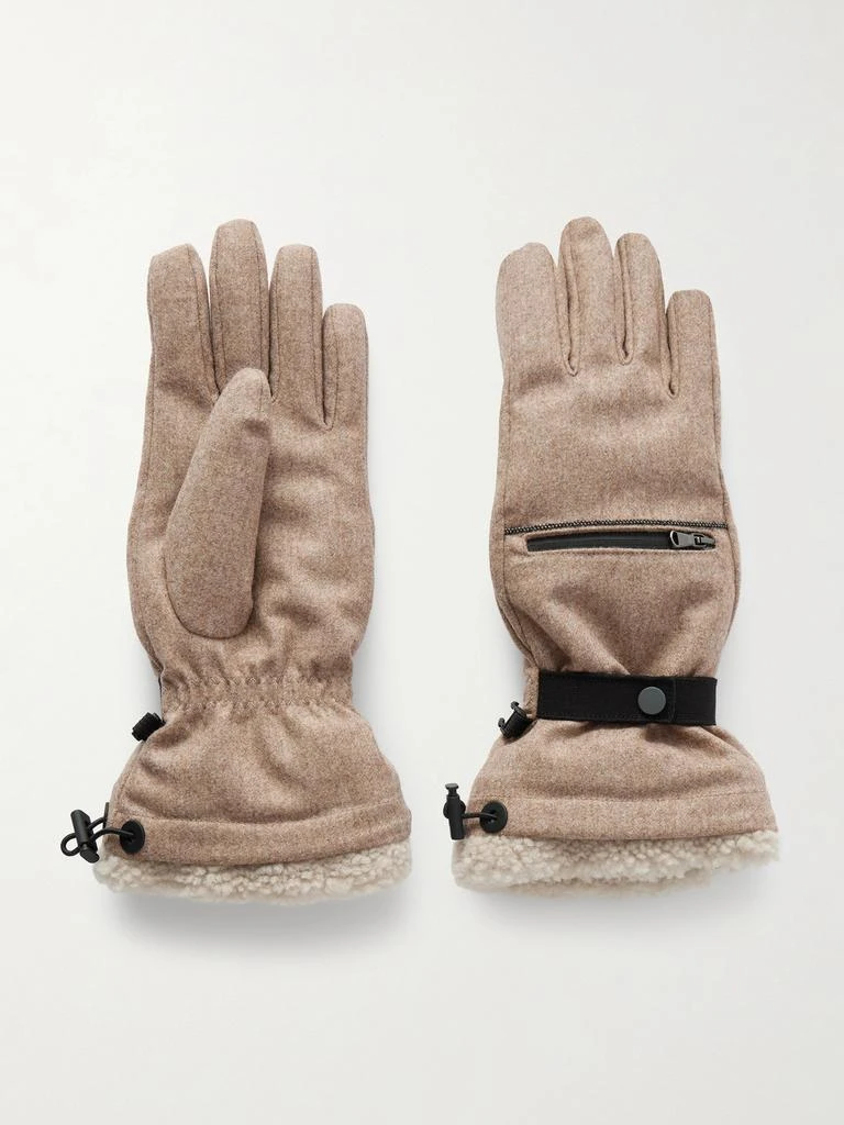 Brunello Cucinelli Shearling-lined Wool Gloves - Beige